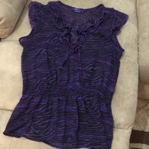 Purple, zebra print, semi-Sheer dress top